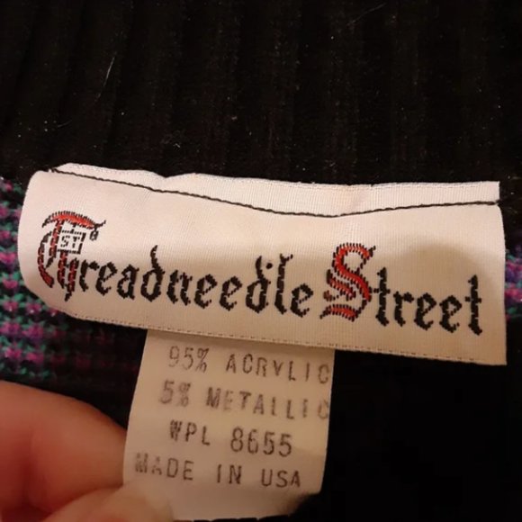 Vintage 80s Threadneedle Street Abstract Metallic Detail Sweater No Size - Picture 3 of 4